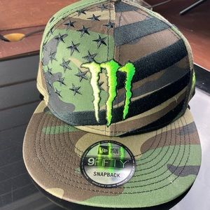 RARE Monster Energy New Era SnapBack 9fifty Camo Camouflage sticker decal